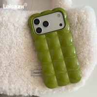Coque en silicone souple antichoc brillante couleur unie motif dessin animé 3D pour iPhone 17 Pro Max 16 15 14 13 12