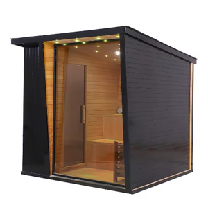 Nouveau design, sauna extérieur noir, grande cabine de sauna en cèdre et cèdre de l'Ohio, sauna traditionnel en bois massif avec pente - Product Image 3
