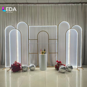 SMOOTH Modern White Metal <b>Stand</b> Arch <b>Backdrop</b> With Led Light For Wedding Stage Arch Party Wall Decoration - Product Image 2