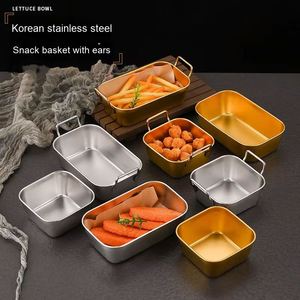 Mini panier à snacks au design moderne, en acier inoxydable doré, plateau de rangement alimentaire pour dim sum, poulet frit, frites et autres plats - Product Image 3