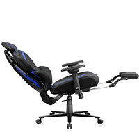 Chaise de bureau ergonomique en tissu style racing pour adultes de grande taille, chaise de gaming inclinable avec repose-pieds réglable, dossier haut et base cinq étoiles