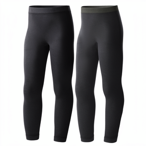 Leggings thermiques noirs unisexes, respirants, sans couture, taille élastique, pantalons de ski pour adultes - Product Image 1