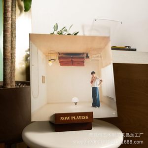 Wooden <b>Record</b> Display Rack Vinyl Album <b>Stand</b> Farmhouse Style Tabletop Storage Organizer Multi Purpose Home Decor - Product Image 3