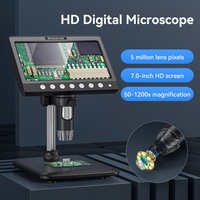 7 Inch IPS Screen Glass Lens Digital Microscope 1200x USB Magnifier with 8 Adjustable LED Lights PC View Compatible with Windows