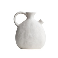 Vase en céramique à petite ouverture non brûlée, blanc, à ouverture oblique, pour l'arrangement floral de jardinage, vase à fleurs séchées, décoration d'intérieur