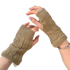 Guantes sin dedos de punto cálido, color negro, para invierno, unisex, para hombre y mujer - Product Image 4