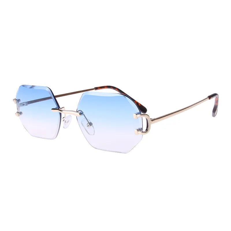 Eyewear for mens diamond cut sunglasses rimless luxury rimless brand design sunglasses 2022 high quality men shades zonnebril