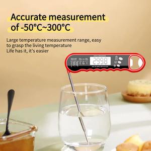 Высокоточный складной цифровой термометр для еды с мгновенным считыванием и открывалкой для бутылок для барбекю, жарки мяса, гриля, использования на кухне - Product Image 4