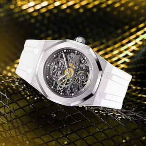 Montres squelette argentées pour hommes, montres étanches de 42 mm pour hommes, montre automatique - Product Image 1