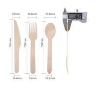 Ensemble de couverts jetables en bois biodégradable de qualité alimentaire avec cuillère, fourchette, couteau et serviette en sac en papier, sans impression