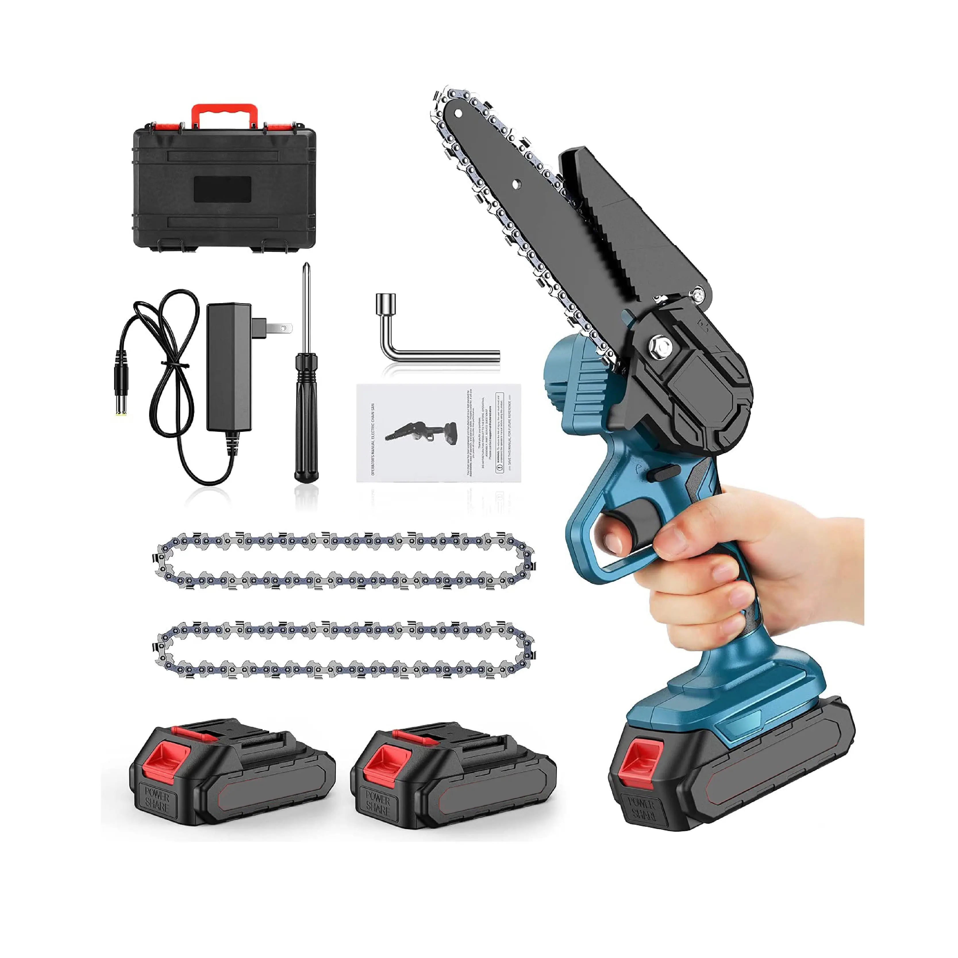 Hot Selling 4inch/6inch Battery Powered Electric Chain Saw Mini Rechargeable Cordless Pruning Chainsaw