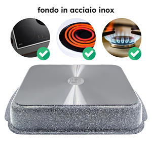 Teglia in Alluminio Forgiato con Rivestimento in Pietra Minerale e Fondo in Acciaio Inox CM.30x25x6.5h per Piatti da Forno - Product Image 4