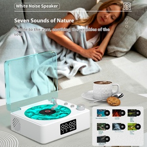 Tourne-disque vinyle à <span class=keywords><strong>bruit</strong></span> blanc avec LED RVB pour haut-parleur Bluetooth Horloge ambiante à piles sans fil Nouveau modèle en plastique - Product Image 3