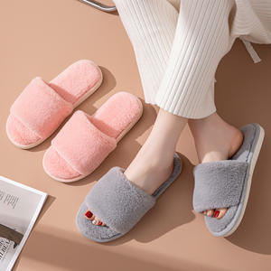 Nuevas Pantuflas de Felpa Abiertas para Mujer, Otoño-Invierno 2025 - Product Image 3