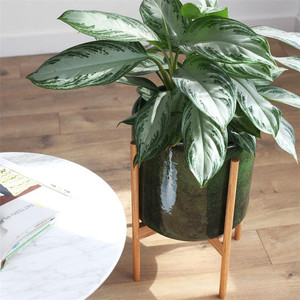 Cilindro <span class=keywords><strong>de</strong></span> logotipo personalizado moderno interior decoración al aire libre casa mercancías macetas/Decoración <span class=keywords><strong>de</strong></span> jardín cerámica pote <span class=keywords><strong>de</strong></span> flor con soporte <span class=keywords><strong>de</strong></span> madera - Product Image 4