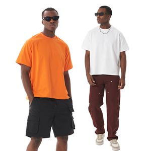 Camiseta de Manga Corta Unisex de Algodón Grueso de Alta Calidad 2024, 100% Algodón, Corte Holgado, Color Negro Sólido, Talla Grande para Hombre - Product Image 3