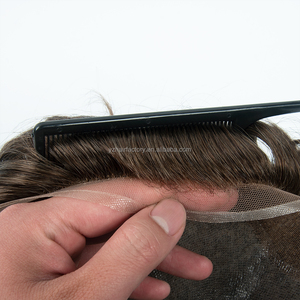 Men's Pu <b>Toupee</b> swiss Lace Front Thin Skin <b>Toupees</b> Human Indian Hair Unit for Men Hair Prosthesis Poly BIO Replacement System - Product Image 2