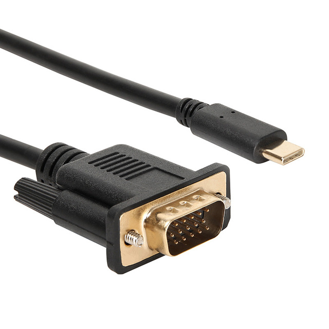 High Quality PC Monitor 1080p USB Type-C to VGA Converter Adapter Cable for Laptop Projector