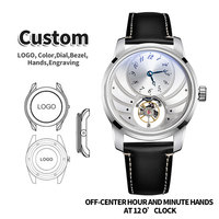 Montres automatiques à cadran décalé avec logo personnalisé OEM ODM, boîtier en acier inoxydable, montre de luxe à la mode pour hommes