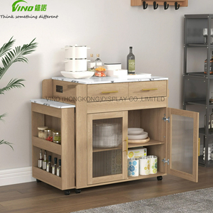 Isla de Cocina Extensible y Retráctil con Ruedas y Almacenamiento Gabinete de Almacenamiento para Cocina - Product Image 4