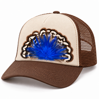Accessoire de chapeau en plumes naturelles pour casquettes de camionneur, patch en plumes de cowboy western, décoration en éventail, vente en gros