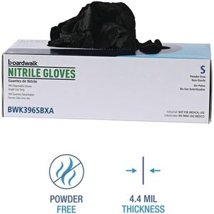 Guantes de Nitrilo Negros Sin Polvo Boardwalk Serie 396, 4.4 Mil de Grosor, 9.5 Pulgadas de Largo, Desechables, Talla Pequeña, 100/Caja - Product Image 4