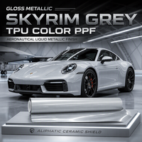 Film de protection de peinture automobile (PPF) en TPU gris métallisé brillant, anti-jaunissement, auto-réparateur