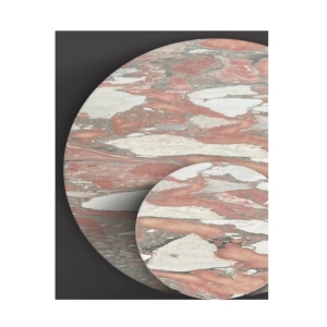 Table basse en marbre rose naturel norvégien avec veines grises, design de table à thé, table ronde en marbre, plateau de bureau ovale - Product Image 4