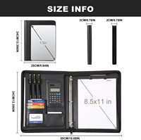 Carpeta Portafolio Leathario de 3 Anillas, 5 Protectores de Hojas, Organizador para Tablet de 13 Pulgadas, Carpeta A4 de Cuero Vegano, Bloc de Notas Multibolsillos
