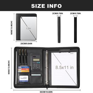 Leathario Raccoglitore a 3 Anelli con 5 Fogli Protettivi, Organizer per <span class=keywords><strong>Tablet</strong></span> da 13 Pollici, Cartella A4 in Pelle Vegana, Blocco Note Multitasche - Product Image 3