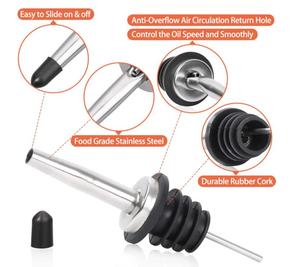 6 Gói Thép Không Gỉ Cổ Điển Chai Pourers Tapered Spout-Rượu Pourers Với Cao Su Bụi Có Nắp Đậy - Product Image 3