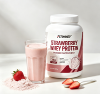 Poudre de protéines de lactosérum et de soja saveur fraise, complément nutritionnel sportif