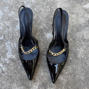 <span class=keywords><strong>Sandali</strong></span> con <span class=keywords><strong>tacco</strong></span> da donna con catena nera <span class=keywords><strong>bordeaux</strong></span> pump da sposa scarpe da ufficio scarpe da donna tacchi - Product Image 3