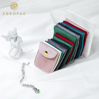 Ensemble de pochettes à bijoux en daim rose pâle Zebopak avec bouton-pression pour bagues, colliers, boucles d'oreilles et rangement de voyage