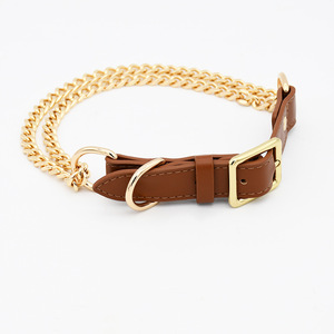 Colliers <span class=keywords><strong>pour</strong></span> chiens en acier inoxydable, anti-explosion, doubles chaînes solides et en cuir, tailles S-2XL <span class=keywords><strong>pour</strong></span> toutes les tailles de chiens - Product Image 4