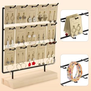 Wooden Jewelry Storage Rack 3 Tier Metal Hanger Display Stand For Earrings Necklaces <b>Desk</b> Organizer - Product Image 3