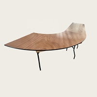 Table de banquet pliante en bois pour l'extérieur, forme croissant/spirale - Meubles de camping portables pour repas