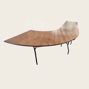 Tavolo Pieghevole da Esterno in Legno <span class=keywords><strong>a</strong></span> <span class=keywords><strong>Mezzaluna</strong></span>/Spirale per Banchetti - Product Image 3