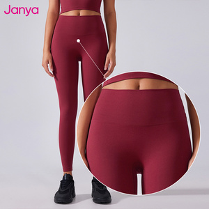 Janya Vêtements de sport solides avec logo personnalisé pour femmes, pantalons de fitness respirants, sans couture avant, leggings de yoga <span class=keywords><strong>taille</strong></span> haute pour adultes - Product Image 3