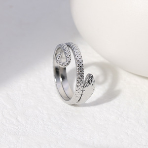 Anillos Ajustables Abiertos de Acero Inoxidable, Elegantes Anillos de Titanio con Forma de Serpiente para Hombre y Mujer, Venta al Por Mayor - Product Image 5
