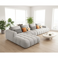Ensemble de canapés en tissu compressé sur mesure, revêtement bouclé, structure en bois massif, en forme de L, compression sous vide, meubles en gros