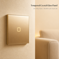 Interrupteur mural tactile intelligent WiFi Zigbee EU sans neutre 1 2 3 4 gangs avec panneau en verre, compatible Tuya Alexa Google Voice Control