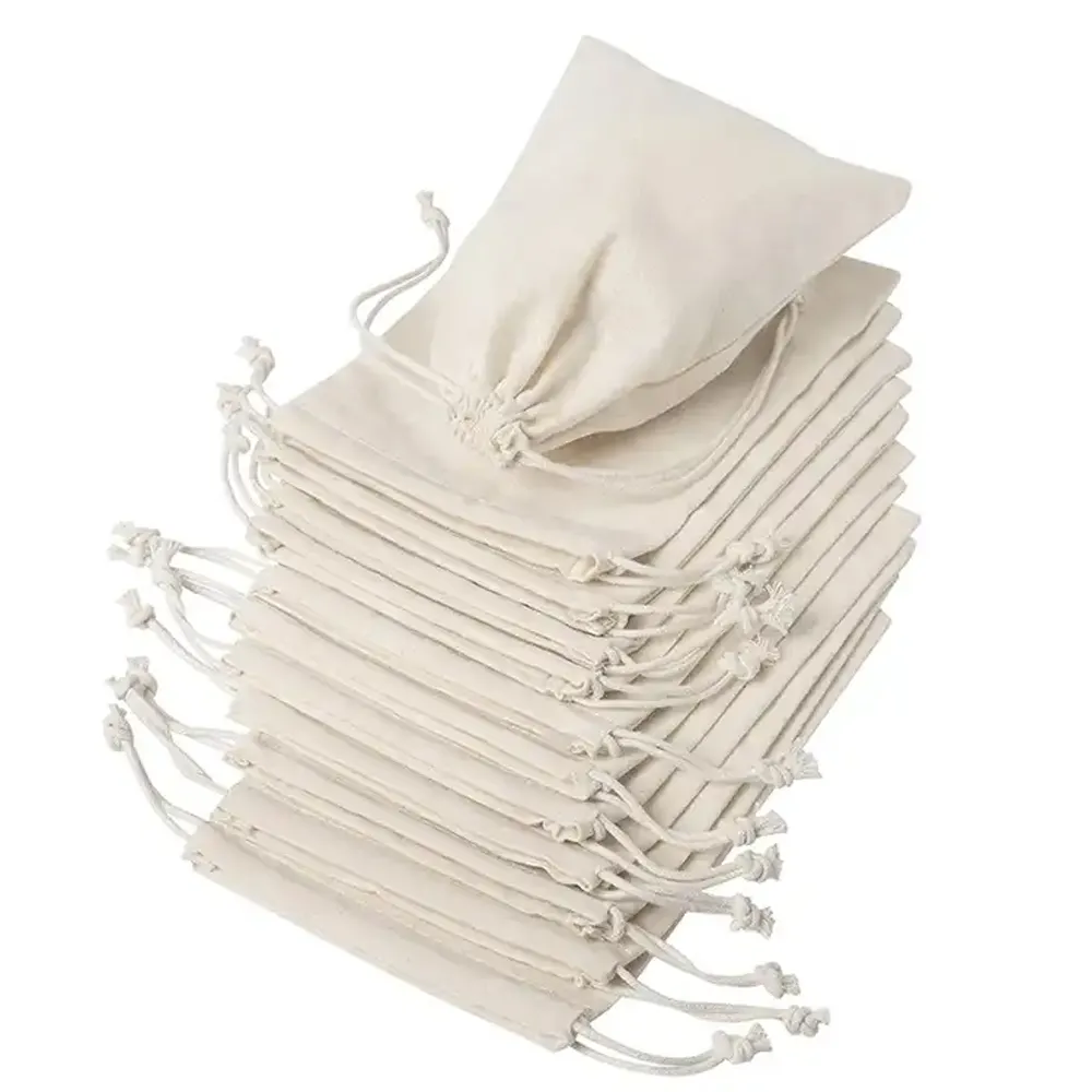 حقيبة برباط من الكتان والقماش مطبوعة وقابلة لإعادة الاستخدام للهدايا ذات جودة عالية وبشعار مخصص محمول
