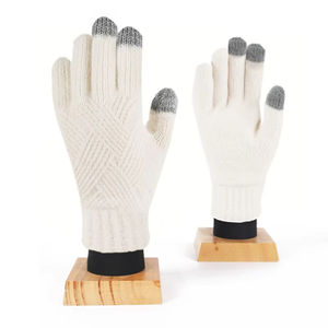 Gants de ski de cyclisme à doigts entiers pour hommes et femmes hiver double couche tricot chaud matériau en laine finition velours écran tactile - Product Image 6