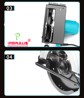 Scie circulaire électrique professionnelle IPOPULUS 1600W185mm pour le bois, avec coupe biseautée précise pour la menuiserie et la construction