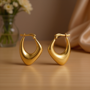 Orecchini a Cerchio Geometrici E2370 in Lega di Zinco, Gioielli Unisex alla Moda Placcati Oro Senza Pietra Principale - Product Image 2