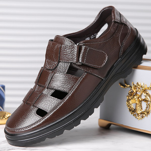 Zapatos Casuales de Cuero Genuino para Hombre, Punta Cerrada, Transpirables, Sin Cordones, para Caminar en Verano, Talla 48, Suela de Goma, Entresuela de EVA - Product Image 3
