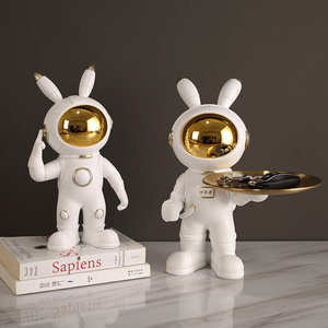 <b>Space</b> Rabbit Astronaut Key Organizer Ornament Living Room Tabletop <b>Decor</b> Contemporary Design Single Piece - Product Image 2