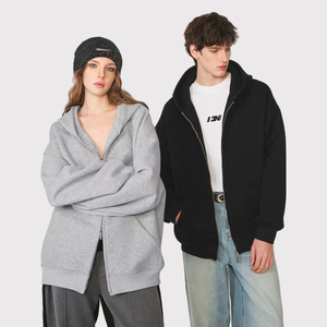 Venta caliente de los hombres de encargo de peso pesado de lana 550G sudaderas con capucha <span class=keywords><strong>Low</strong></span> Moq Zip up Sudadera con capucha de alta calidad para los hombres - Product Image 5