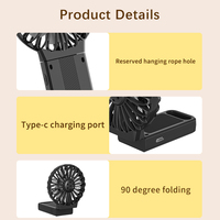 Ventilateur portable électrique pliable mini USB à moteur sans balais, batterie 500 mAh, diffuseur d'arômes portable en plastique pour la maison et l'hôtel – Offre Spéciale